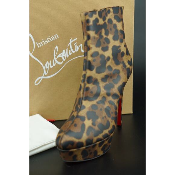 Christian Louboutin Bianca Bootie Size 39 NIB $1295 Leopard 120MM Platform - Picture 1 of 12
